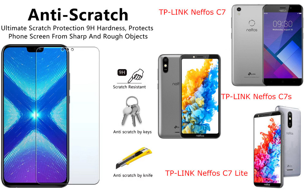 Захисне скло NeoGlass для TP-LINK Neffos C7, Neffos C7s, Neffos C7 Lite – надпрозоре та стійке Київ - фото 1