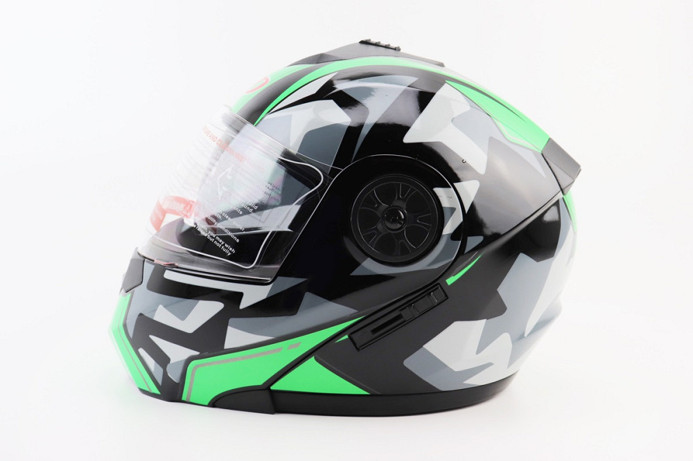 Шолом модуляр, закритий з відкидним підборіддям+відкидні окуляри BLD-159 S (55-56см), ЧОРНО-ЗЕЛЕНИЙ Київ - фото 4