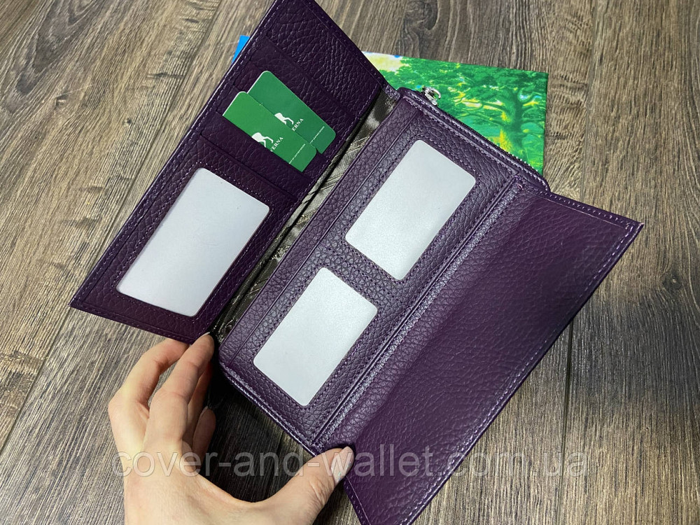 Жіночий фіолетовий гаманець-клатч із натуральної шкіри на змійці Marco Coverna MC 6054-11 Київ - фото 9