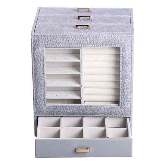 Шкатулка для украшений из эко кожи 3 яруса органайзер для ювелирных изделий HP-5-16G Киев