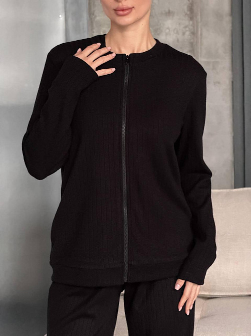 Женский повседневный костюм тройка из трикотажа Черный Одесса - изображение 8