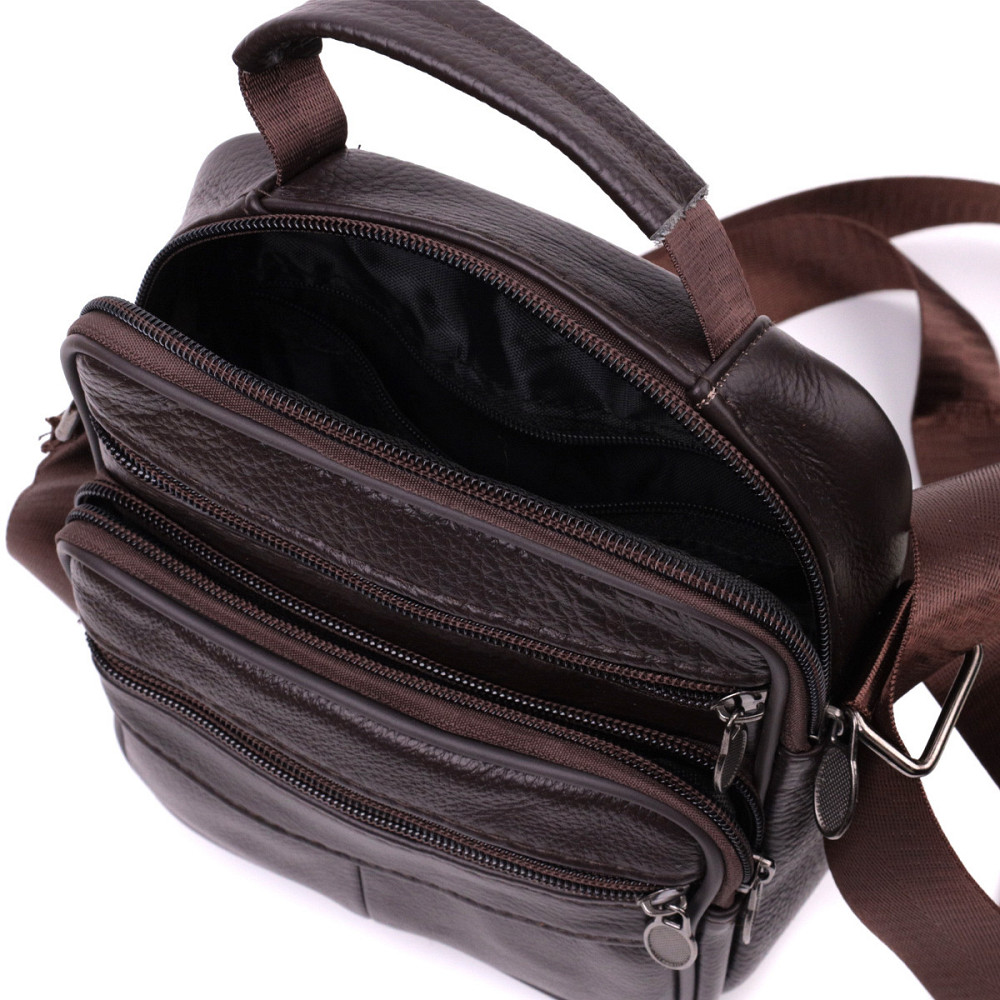 Небольшая сумка на плечо из натуральной кожи Vintage sale_15055 Коричневый Киев - изображение 4