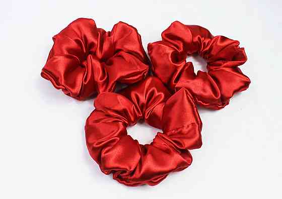 Об'ємна гумка для волосся атласна Червоний Харків