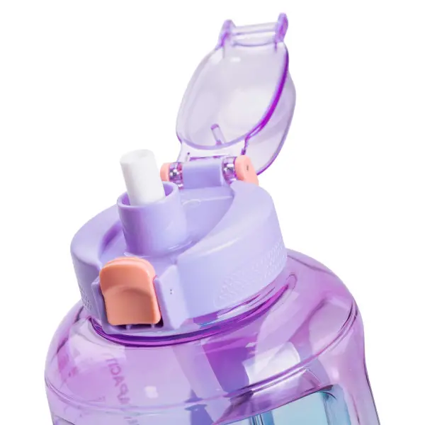 Пляшка для води спортивна 1.6 л пластикова з трубочкою з ремінцем 22 см Фіолетова HP-14-35V Київ - фото 4