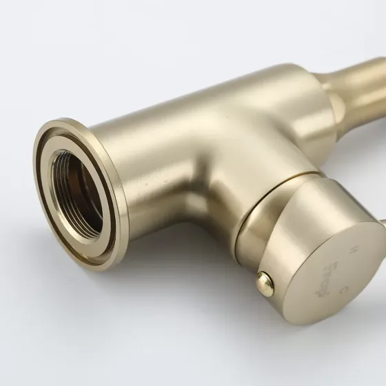 Смеситель для кухни Frap F4044-3 с гибким изливом, 2 режима, золото/черный Киев