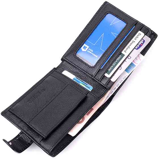 Горизонтальный мужской бумажник из натуральной кожи ST Leather 22443 Черный Киев