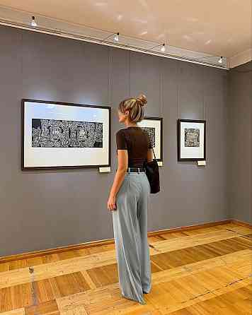 Жіночі класичні штани на високій посадці костюмка Сірий, 44/46 Одеса