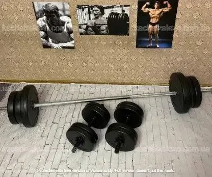 Лавка для жиму + Штанга 60 кг з гантелями Гантелі, гирі, штанги та диски комплект Київ - фото 5