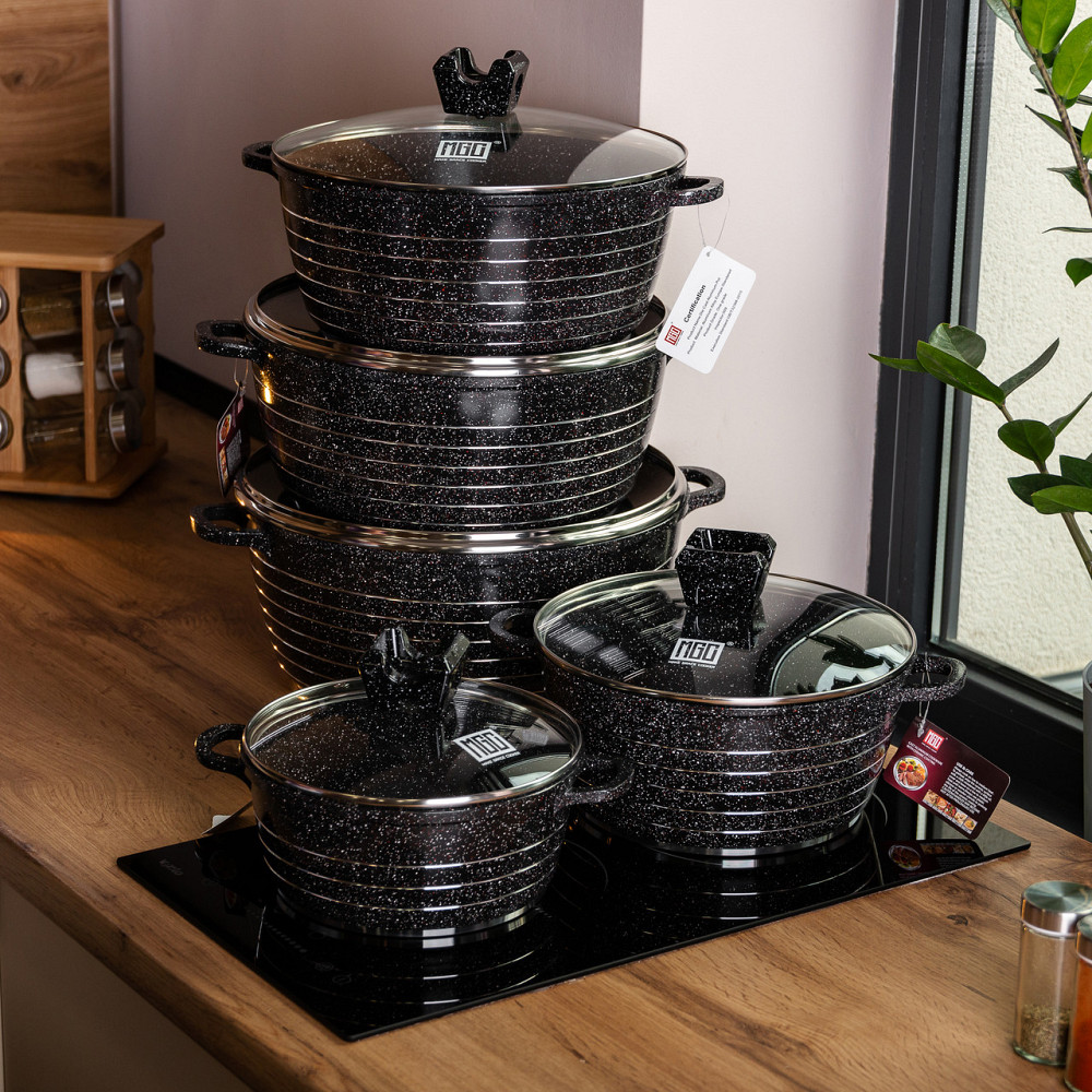 MGC Набір із 5 господарських каструль, 2,5-9 літрів, товсте дно, алюміній MGC HP-4-411B Київ - фото 5