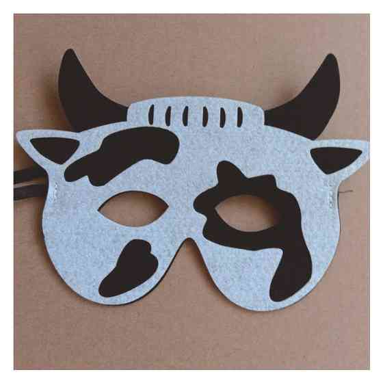 Детская маска из фетра Корова one size черно-белый Киев