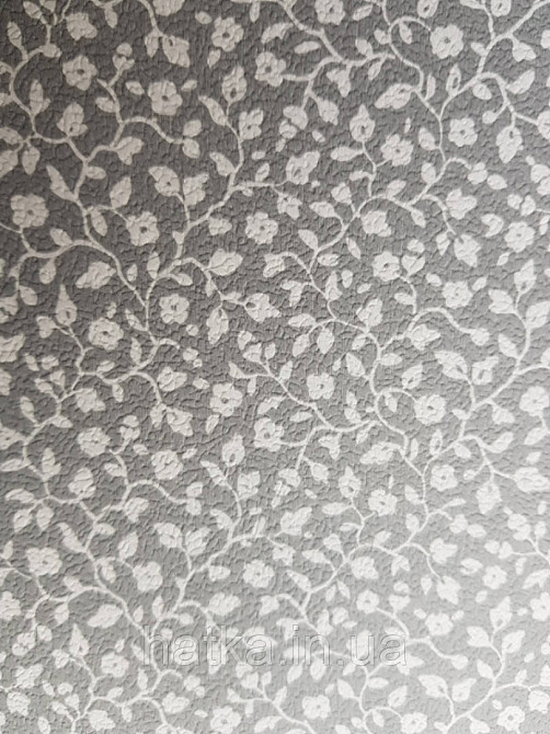 Шпалери вінілові на флізелін Petite Fleur 4 Rasch Texti 288673 на сірому тлі білі квіти гілочки Київ - фото 2