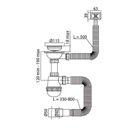 Сифон для кухні Mixxus SK-02-A 3 1/2