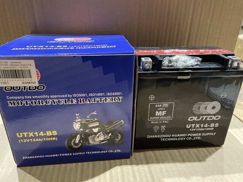 Акумулятор 12V 12А заливний (150x87x145, чорний, mod:UTX 14-BS) Мукачево - фото 1