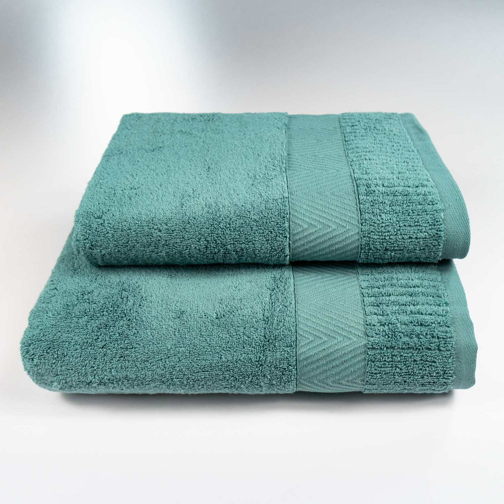 Набір махрових рушників Зеро Твіст Бордюр 2шт 50x90см, 70x140см 550г/м2 (М'ятний) Суми - фото 1