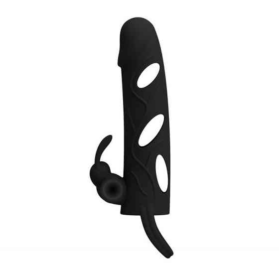 Насадка на член - Pretty Love Penis Sleeve With Ball Strap 5.5" Black Sex Aura Київ