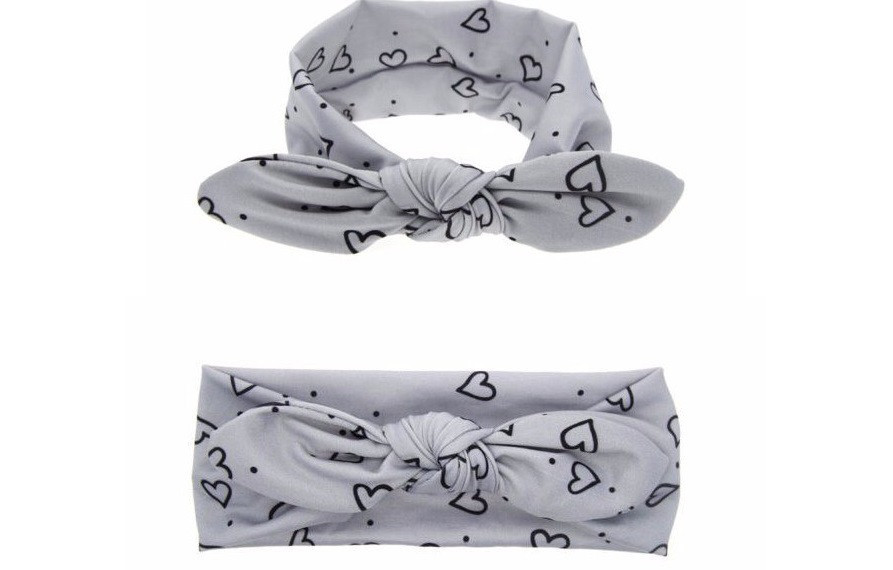 Детская повязка с ушками с сердечками one size серо-черный Киев - изображение 2