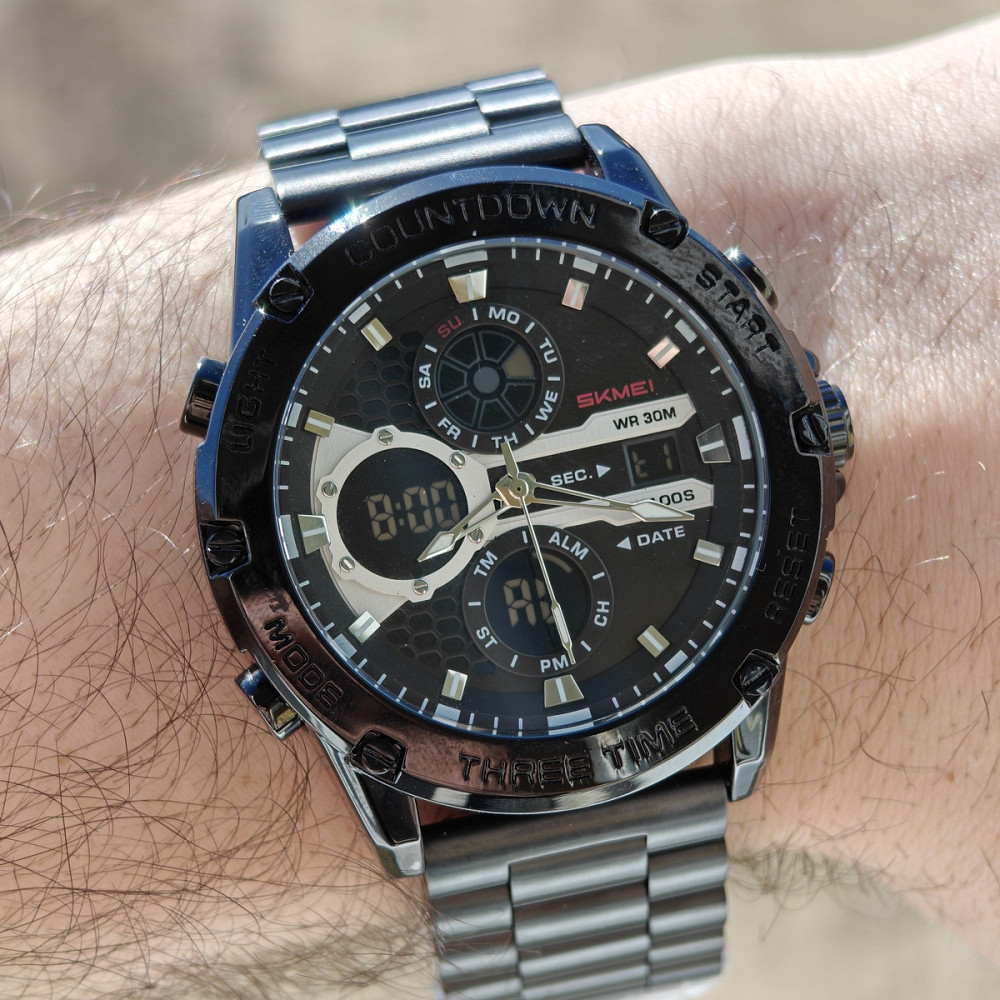 Часы мужские тактические Skmei Favourite Black Steel (2 ремешка) Киев - изображение 5