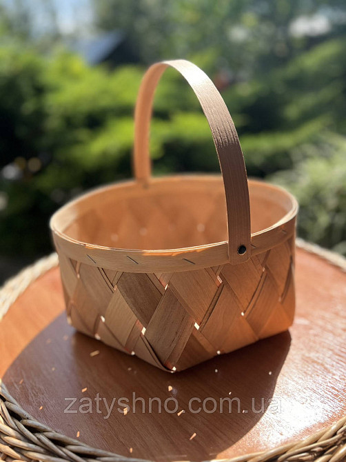 Кошик плетений зі шпону великий Київ - фото 6