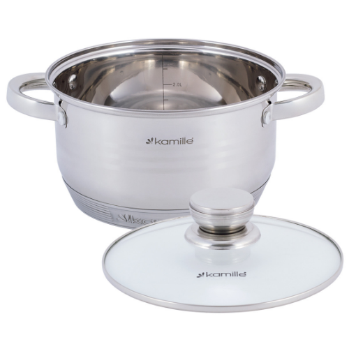 Каструля нержавіюча сталь 3л з кришкою порожнисті ручки 4912 KAMILLE Житомир - фото 3