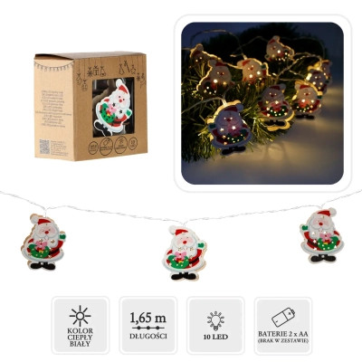 Гирлянда Chomik Санта-Клаус 1.65 м 10 LED Теплый белый (5900779854086) Вінниця - фото 7