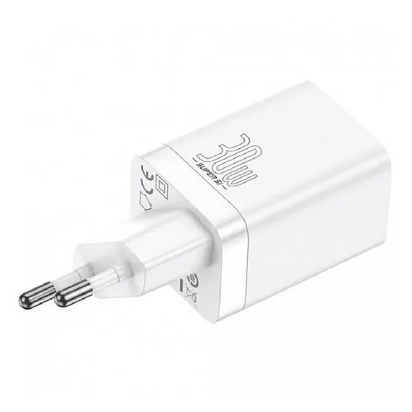 Мережевий зарядний пристрій Baseus Super Si Pro Quick Charger Type-C+USB 30W білий Львів - фото 2