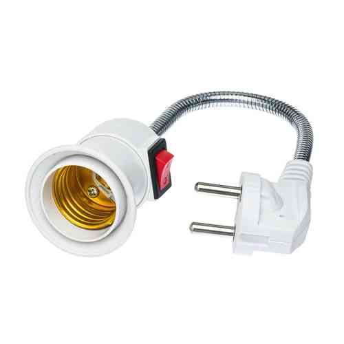 Патрон Е27 с вилкой и выключателем, гибкий удлинитель 15см Винница