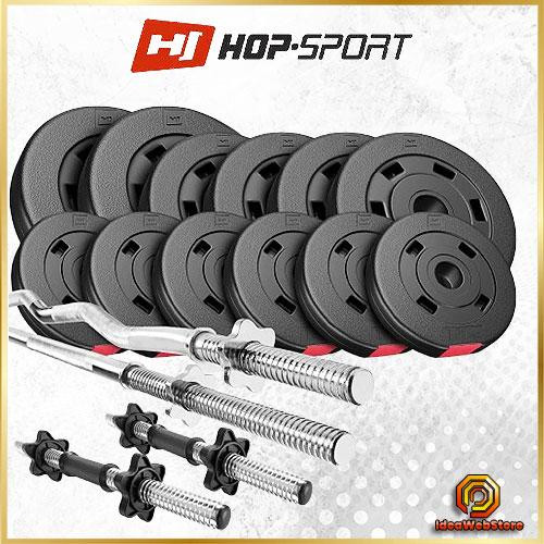 Комплект штанга 2 грифа и гантели HOPSPORT Premium 45 кг набор для фитнеса силовых упражнений Киев - изображение 1