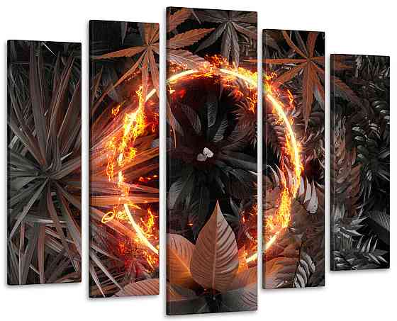 Модульна картина у вітальню / спальню Абстракція Вогонь у листі Art-447_5 ( 80х118см ) Київ