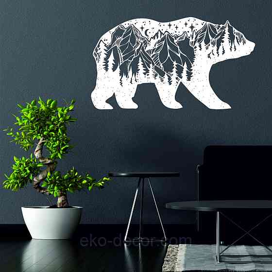 Декоративне настінне Панно «Ведмідь» Декор на стіну 90*51 см, Білий Київ