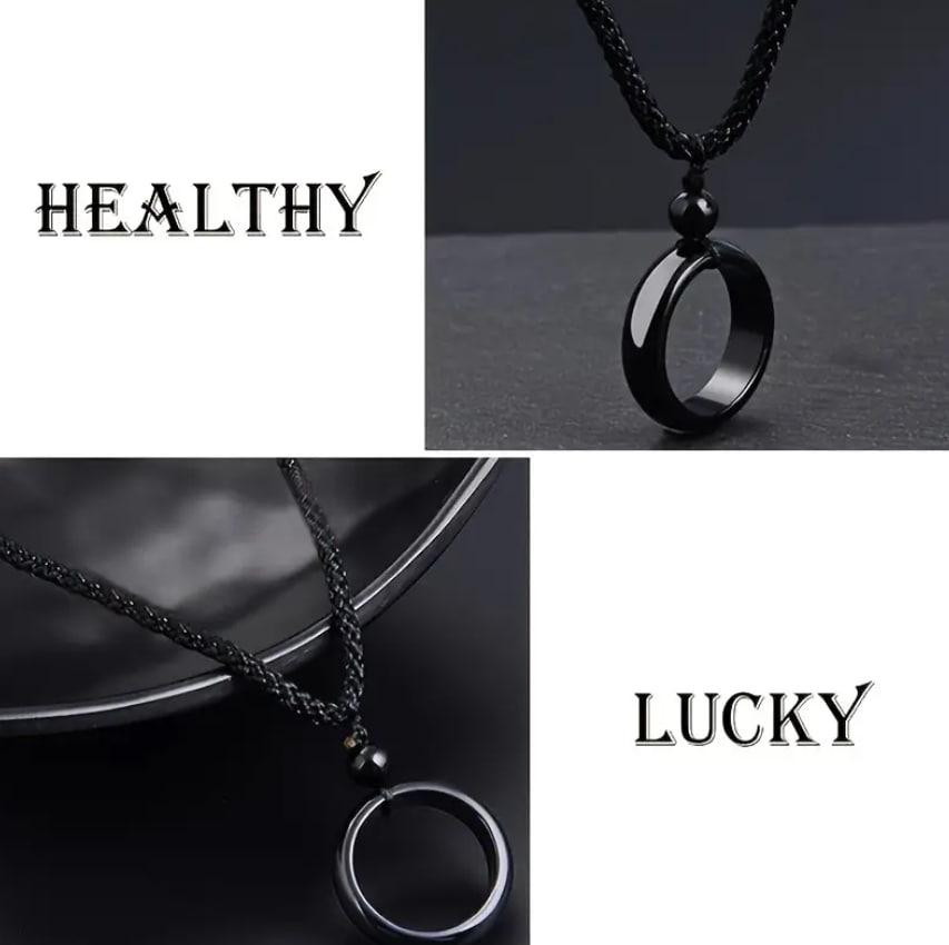 Чоловіче намисто з підвіскою у формі каблучки з чорного агату 🖤 Київ - фото 2