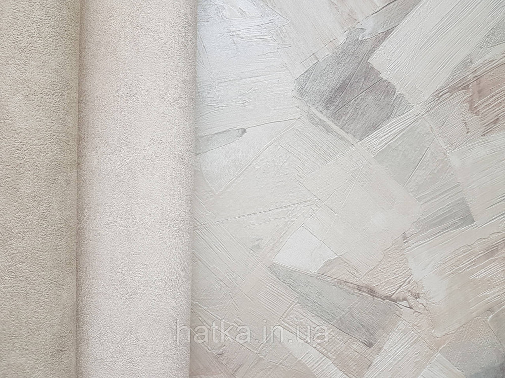 Шпалери вінілові на флізеліні Grandeco Time метрові абстракція структурні мазки коричневі бежеві сірі Київ - фото 3