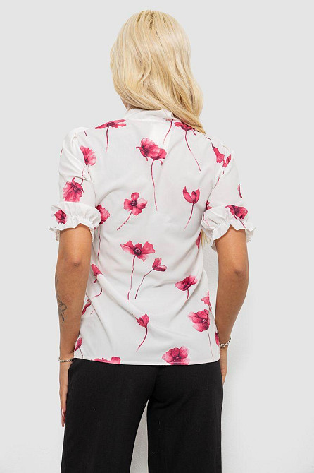 Блуза жіноча з софту з квітковим принтом, вільного крою, три чверті рукава, Білий, L Лубни - фото 4