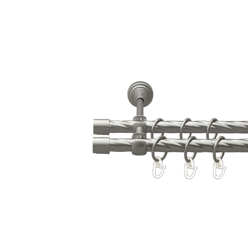 Карниз Orvit Заглушка металевий дворядний відкритий скручена труба кільце металеве Сатин 16\16 мм 160 см Львов - изображение 1