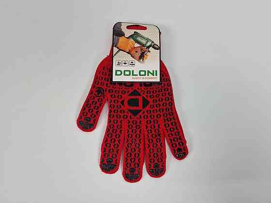 Господарські рукавички щільні 10 кл/3н червона з ПВХ покриттям "Doloni (10 пар) Харків