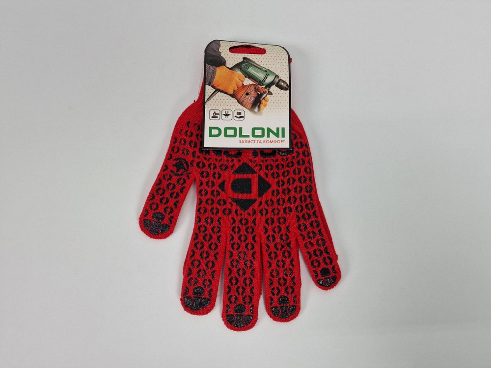 Господарські рукавички щільні 10 кл/3н червона з ПВХ покриттям "Doloni (10 пар) Харків - фото 2