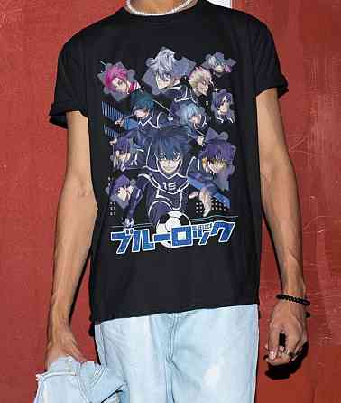 Футболка для хлопчика з аніме принтом Блуе Локк Теам Йоікхі оверсайз (зріст від 165 до 180) Чорний AnimeJ0969m Дніпро