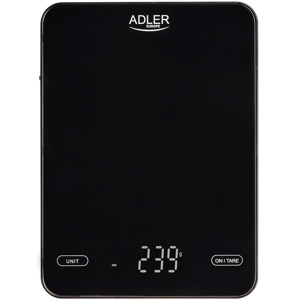 Ваги кухонні Adler AD 3177 black електронні/ 10кг/ г; мл, унція/ USB type C/ автовимкнення/ скло Вінниця - фото 1