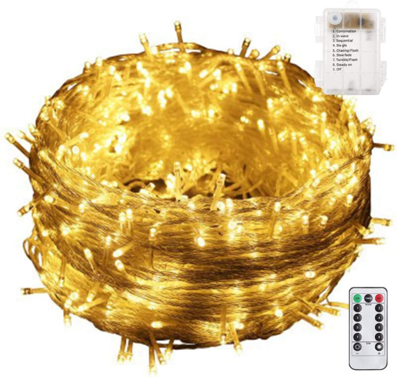 Світлодіодна гірлянда 100 LED / 10 метрів: Теплий білий, Пульт, Таймер, 8 режимів, Водонепроникна Київ