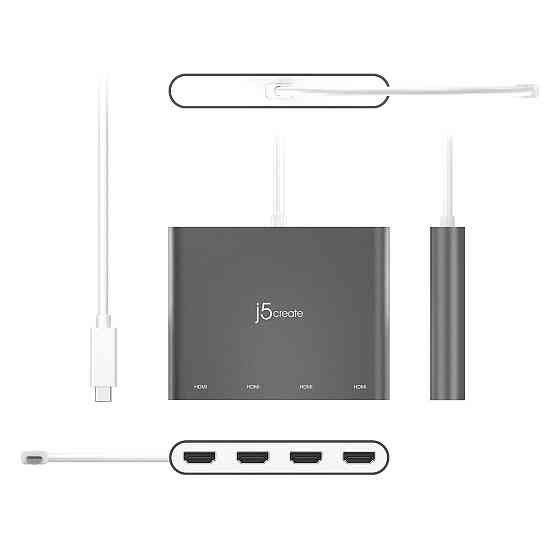 Адаптер J5create USB-A — 4 HDMI (M/F), Silver (JCA366-N) ( 11912 ) Харків