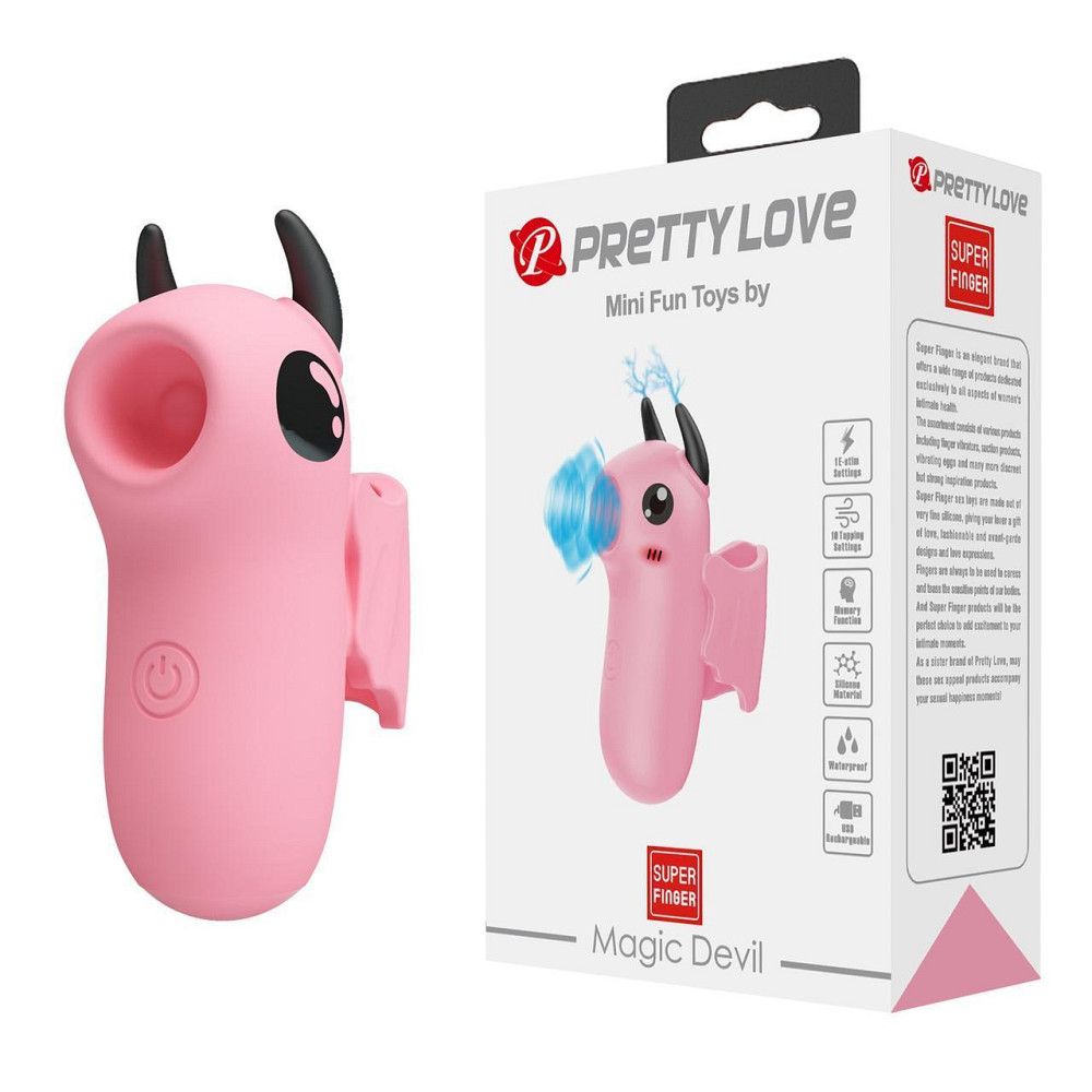 Стимулятор для клитора Pretty Love Magic Devil с сосанием и электростимуляцией, розовый, 6.9 см Sex Aura Киев - изображение 1