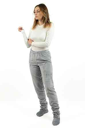 Штаны женские домашние теплые, велсофт (голубой, розовый, серый) топ Киев