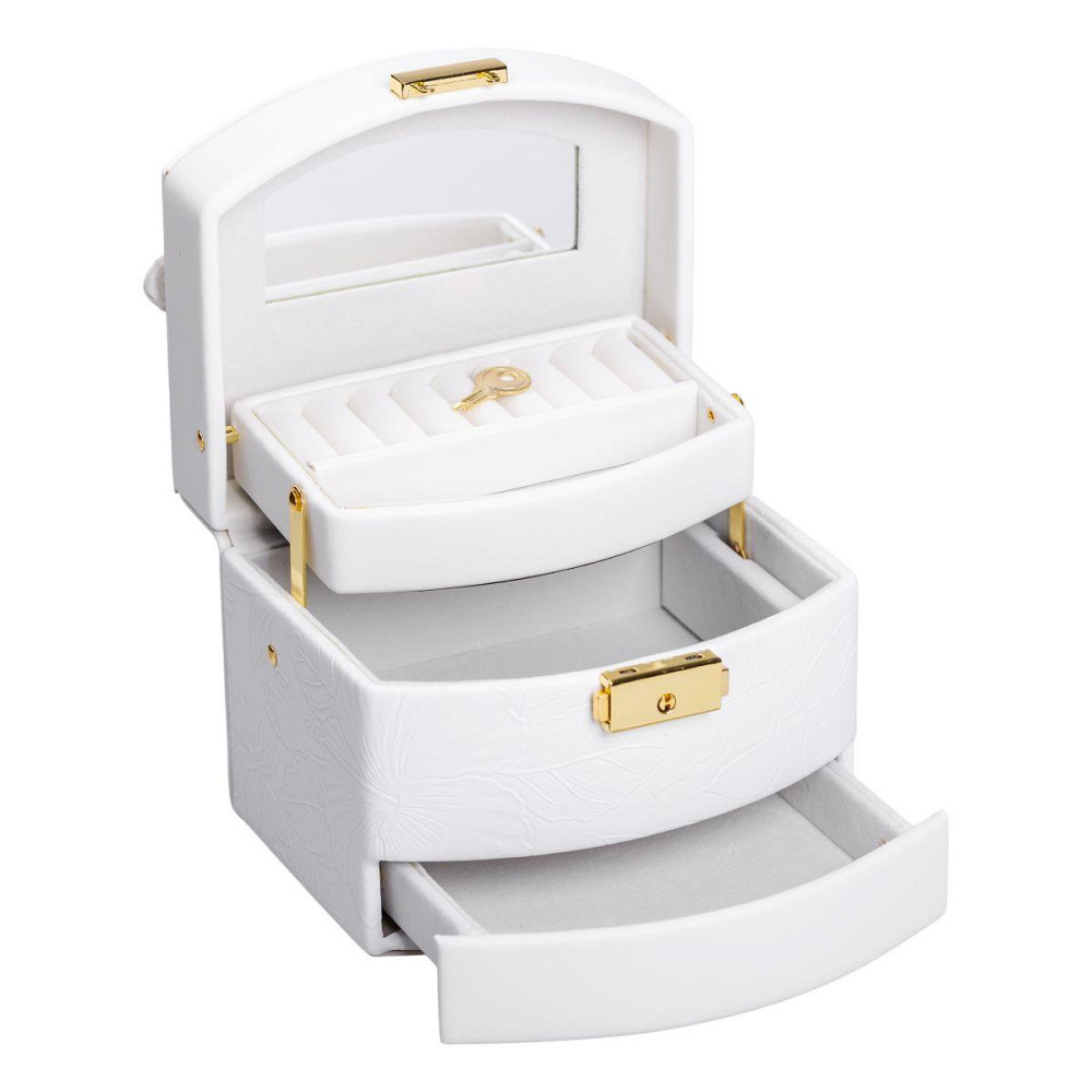 Шкатулка для украшений из эко кожи 3 яруса с замком органайзер для ювелирных изделий HP-5-23W Киев - изображение 2