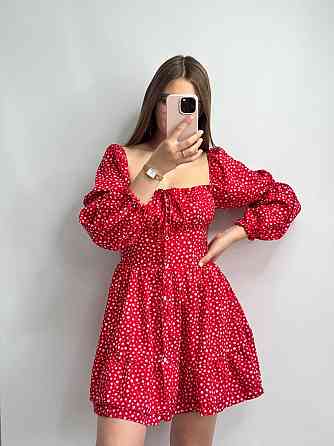 Жіноча сукня на гудзиках із зав’язками з тканини софт Червоний XS-S Харків