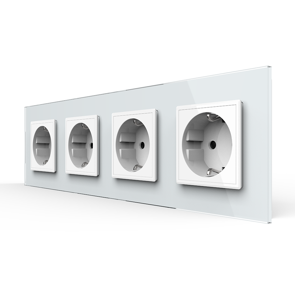 LIVOLO Чотиримісна електрична розетка з заземленням LIVOLO, біла, скляна рамка, шторки, 250В 16 Коломия - фото 6