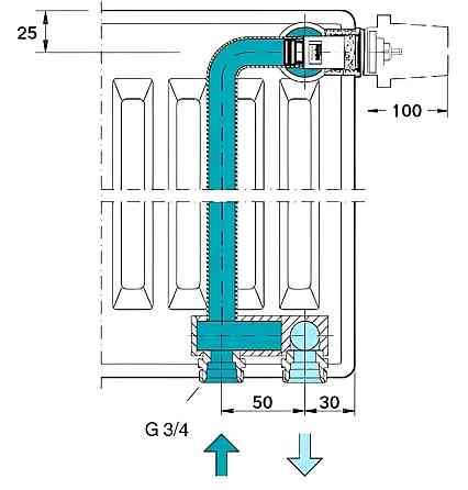 Клапан INNER під термоголовку М30x1,5 панельного радіатора 1/2″З IIM30 CRISTAL (в трубу) Тернопіль