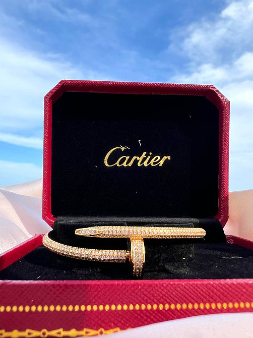 Браслет Cartier цвях позолота з цирконієм в брендовому пакуванні / Красива подарункова упаковка - коробочка з оксамитом та пакет Одеса - фото 8