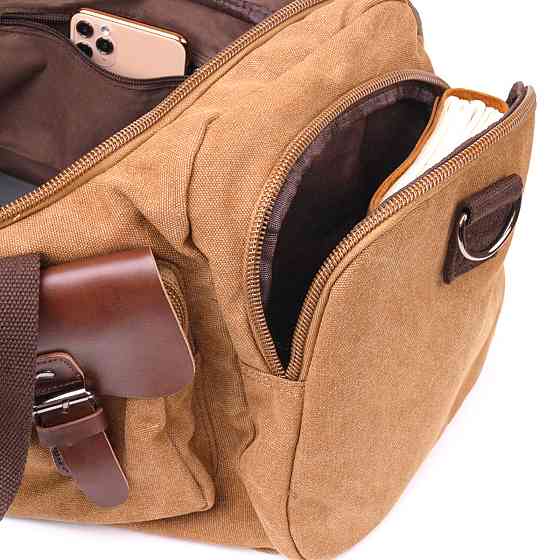 Удобная дорожная сумка из плотного текстиля 21239 Vintage Коричневая Киев