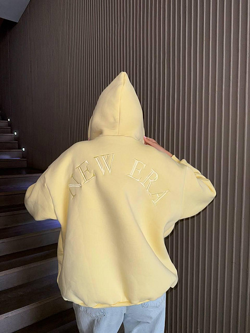 Женская утепленная оверсайз худи трехнить на флисе Желтый Одесса - изображение 10