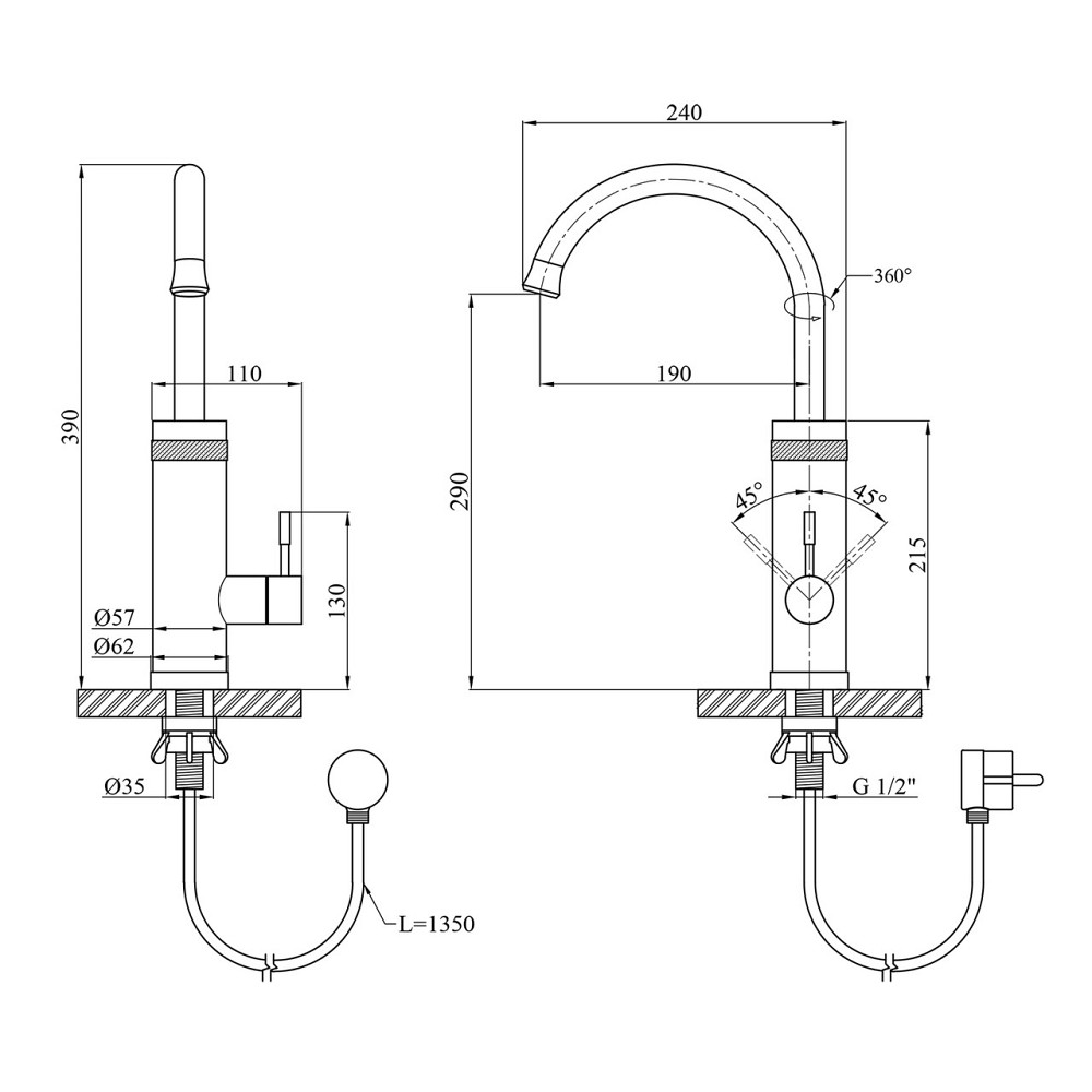 Кухонный кран с электронагревом Kroner KRP Volt - ESG088 с дисплеем Киев - изображение 2