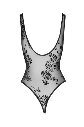 Боді Noir Handmade F242 Tulle body with patterned flock embroidery - S Львов